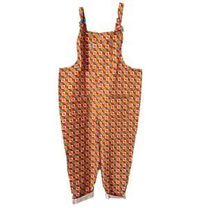 Lucy & Yak Cube‑Print Cotton Overalls – Retro Geometric Dungarees